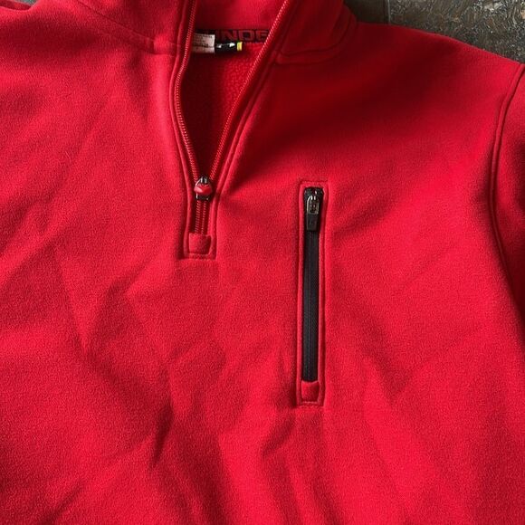Under Armour Mens Heavy Performance Fleece 1/4 Zip Red and Black size Med - Picture 4 of 11